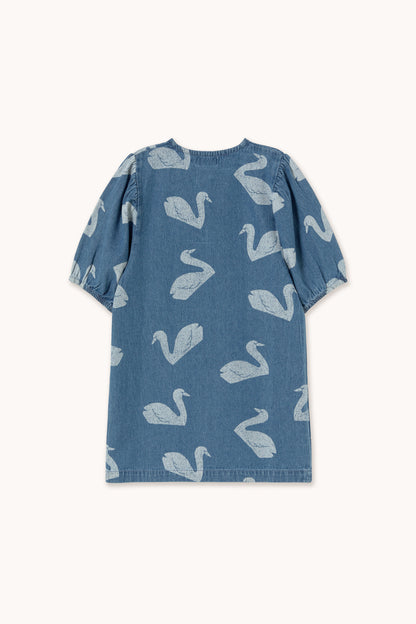 Tiny Cottons Big Swans Dress - Medium Wash Denim