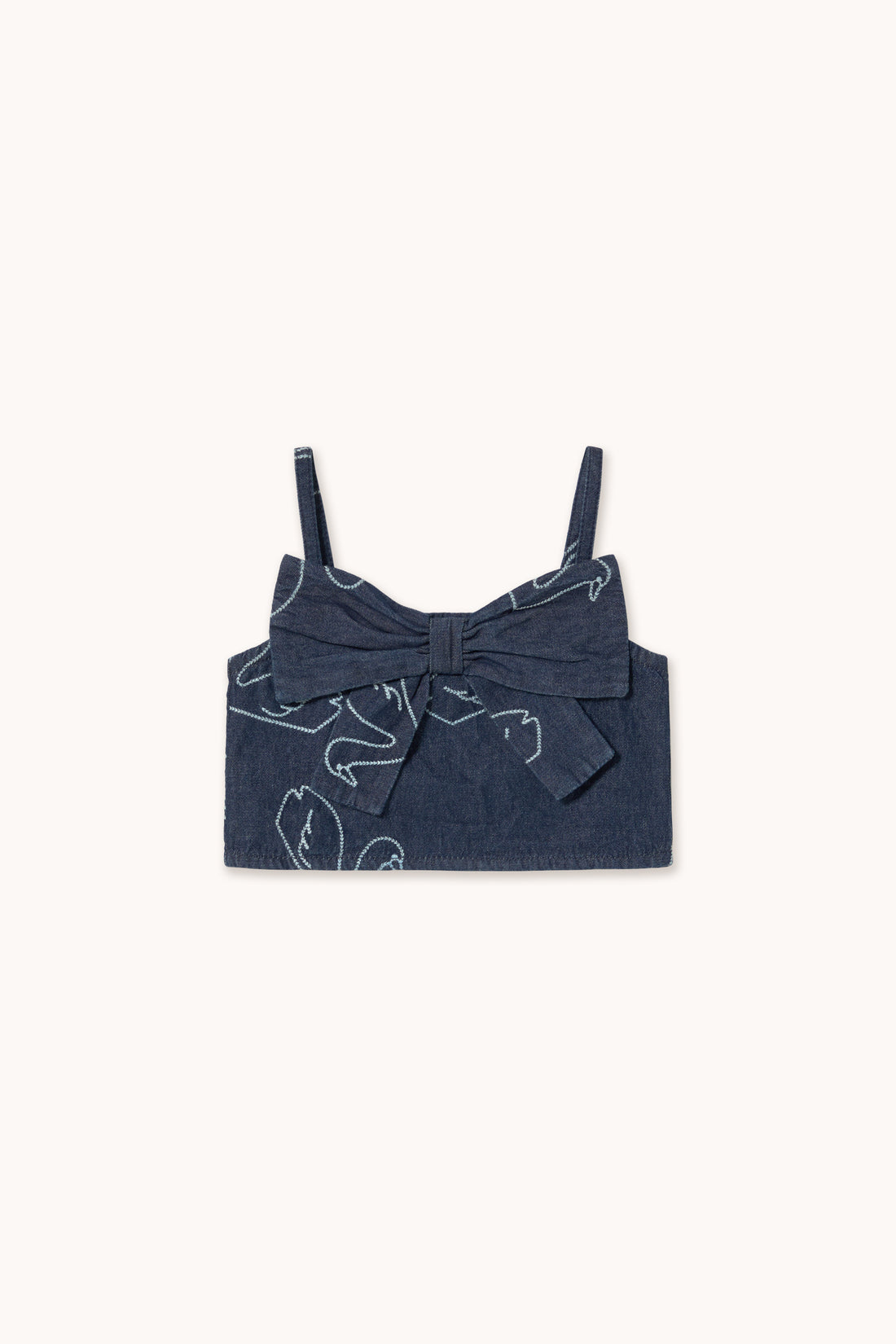 Tiny Cottons Big Swans Denim Bow Top - Dark Wash Denim