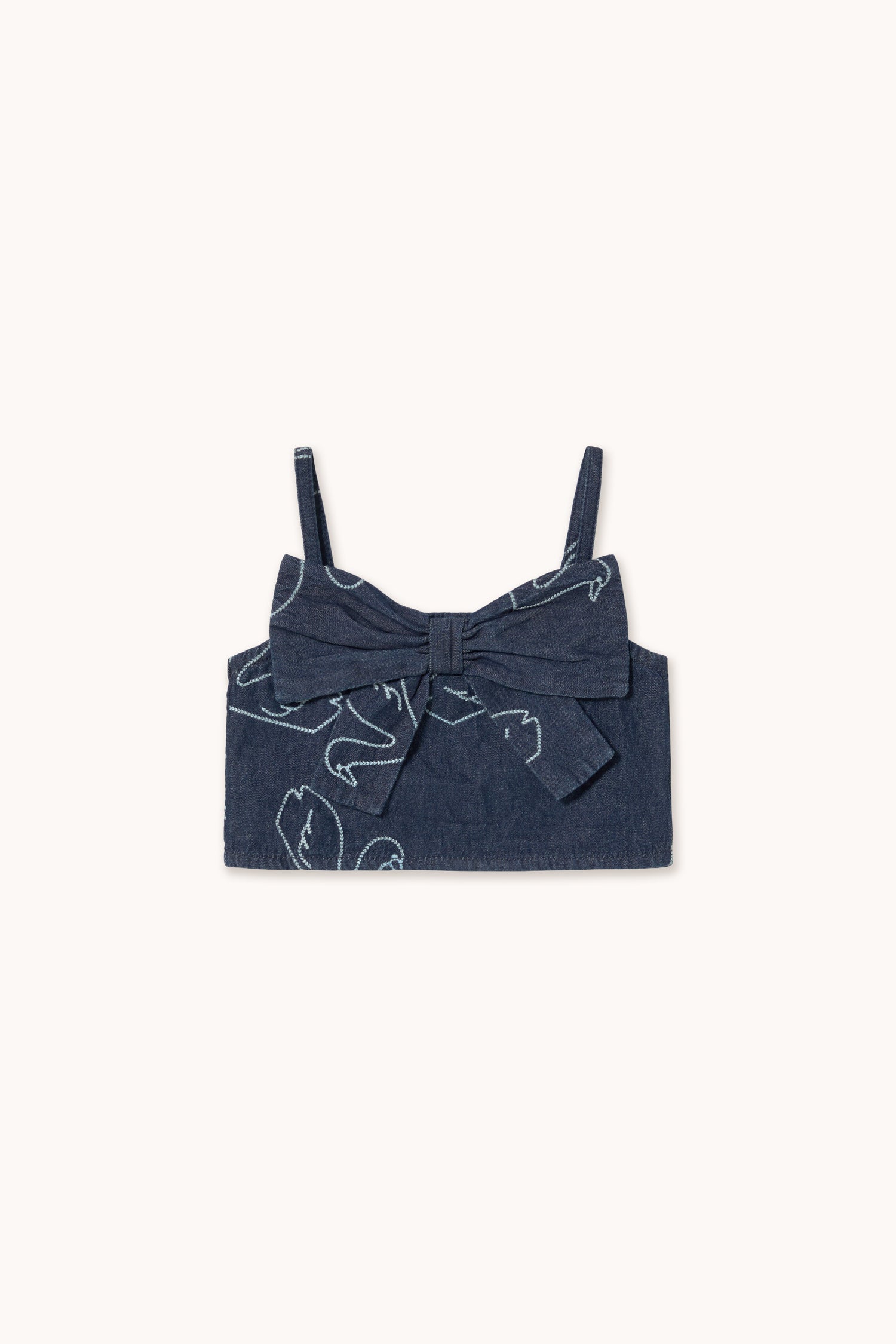 Tiny Cottons Big Swans Denim Bow Top - Dark Wash Denim