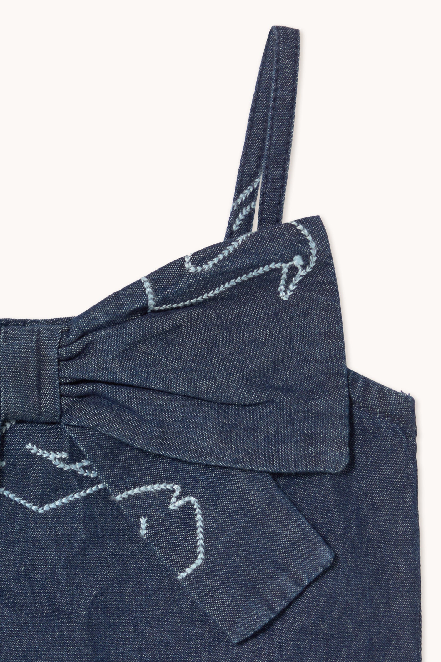 Tiny Cottons Big Swans Denim Bow Top - Dark Wash Denim