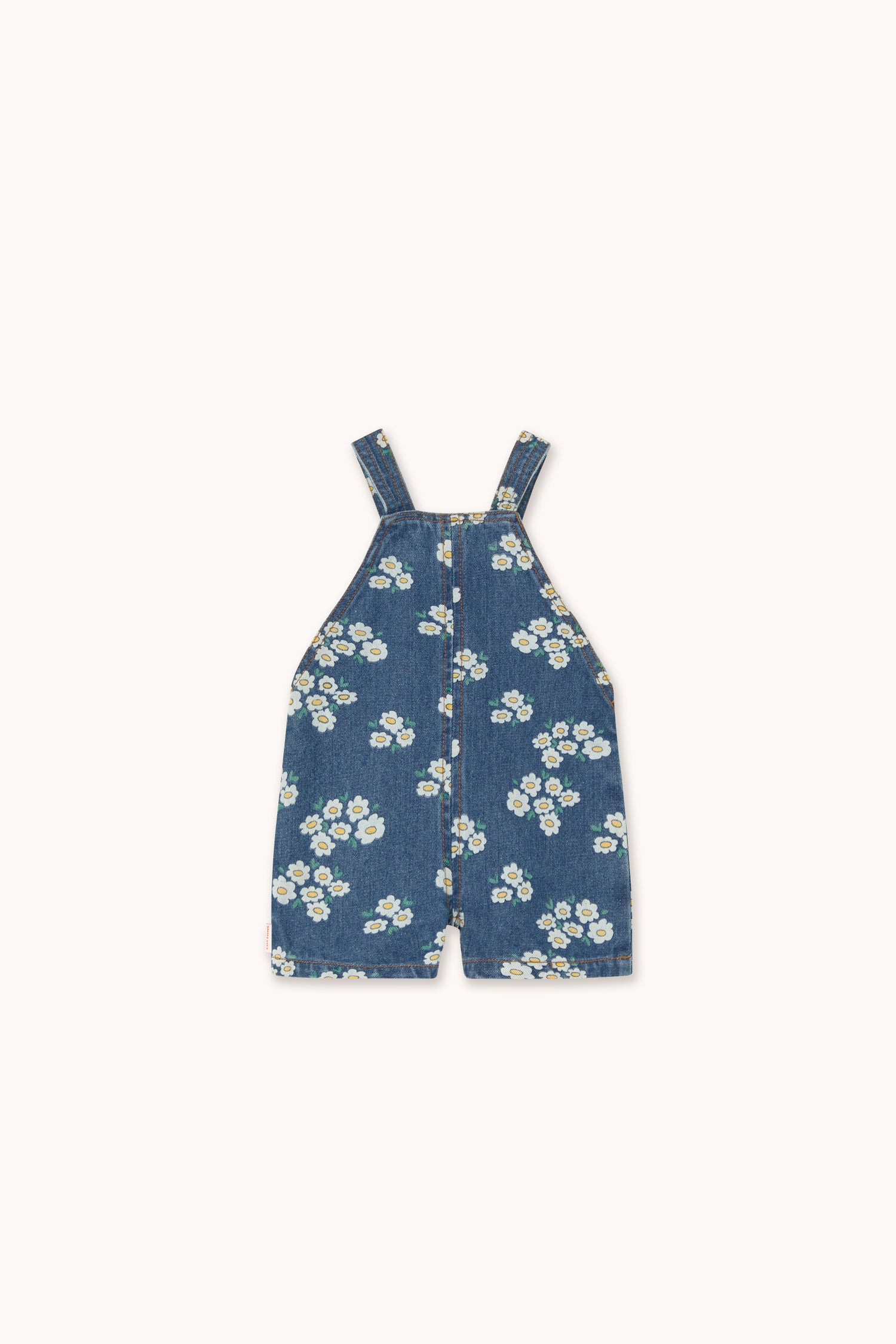 Tiny Cottons Blossoms Denim Short Dungaree - Medium Wash Denim