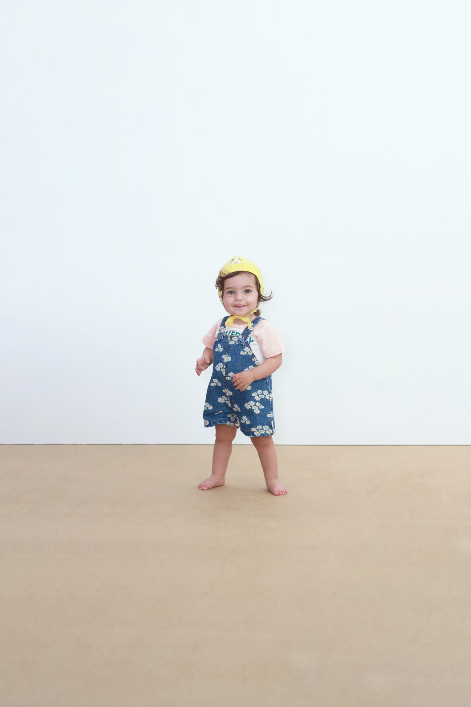 Tiny Cottons Blossoms Denim Short Dungaree - Medium Wash Denim