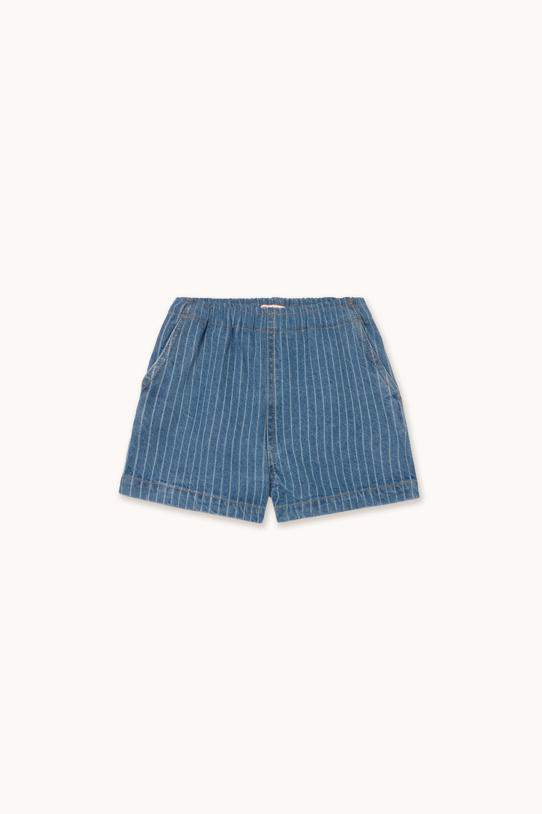 Tiny Cottons Stripes Denim Short - Light Wash Denim