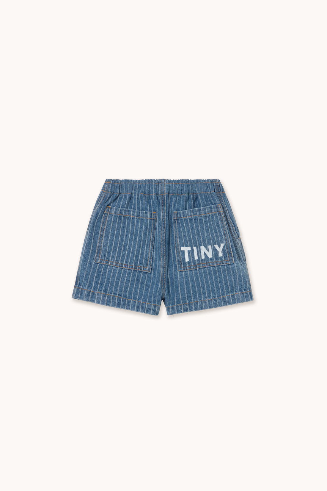 Tiny Cottons Stripes Denim Short - Light Wash Denim