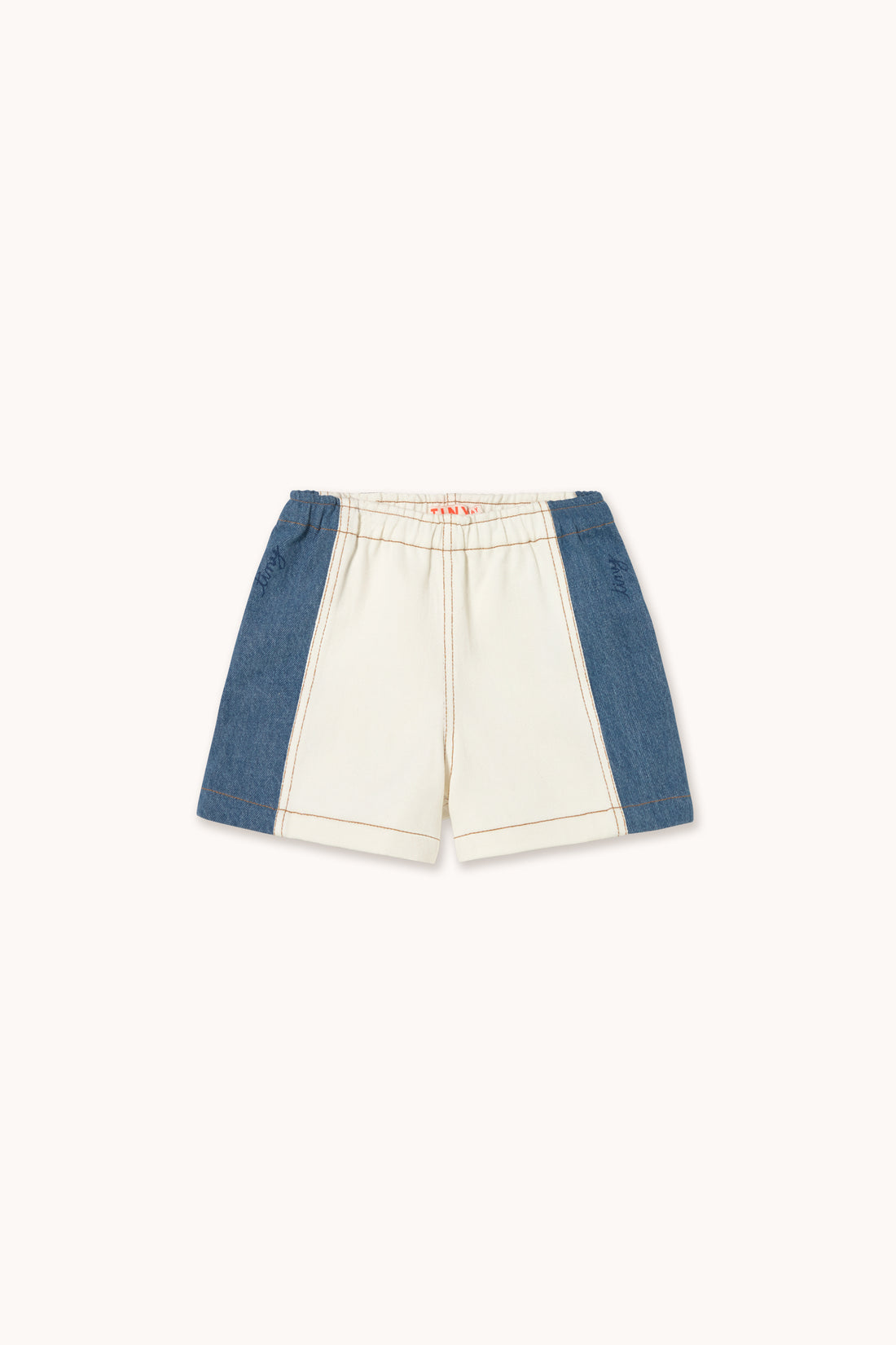 Tiny Cottons Color Block Denim Short - Off-White