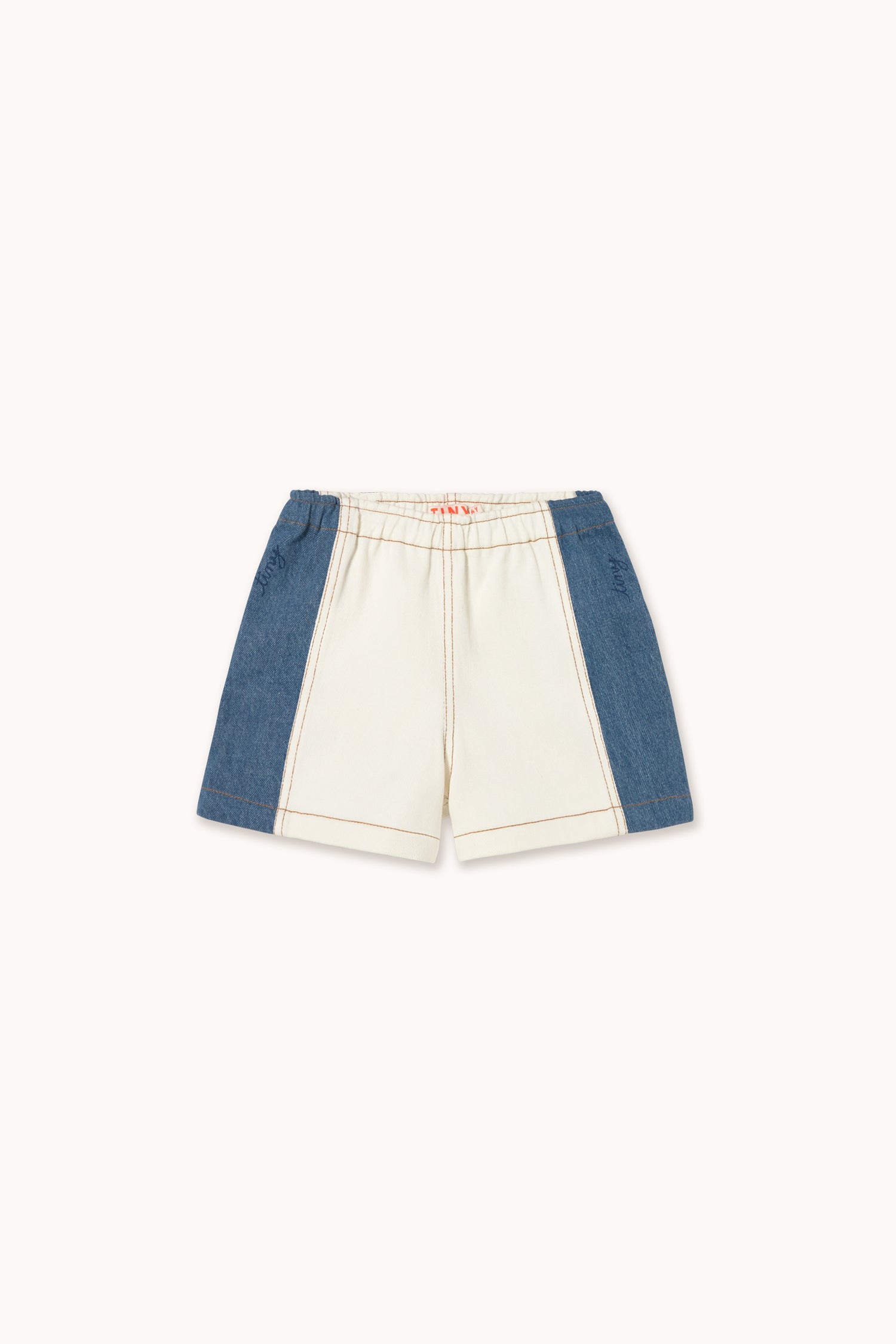 Tiny Cottons Color Block Denim Short - Off-White