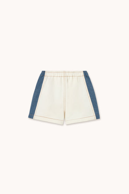 Tiny Cottons Color Block Denim Short - Off-White