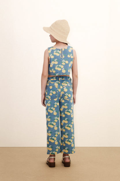 Tiny Cottons Oranges Top - Light Wash Denim