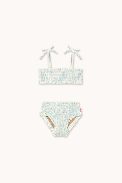 Tiny Cottons Cyan Fine Stripes Smock Swim Set - Light Cyan