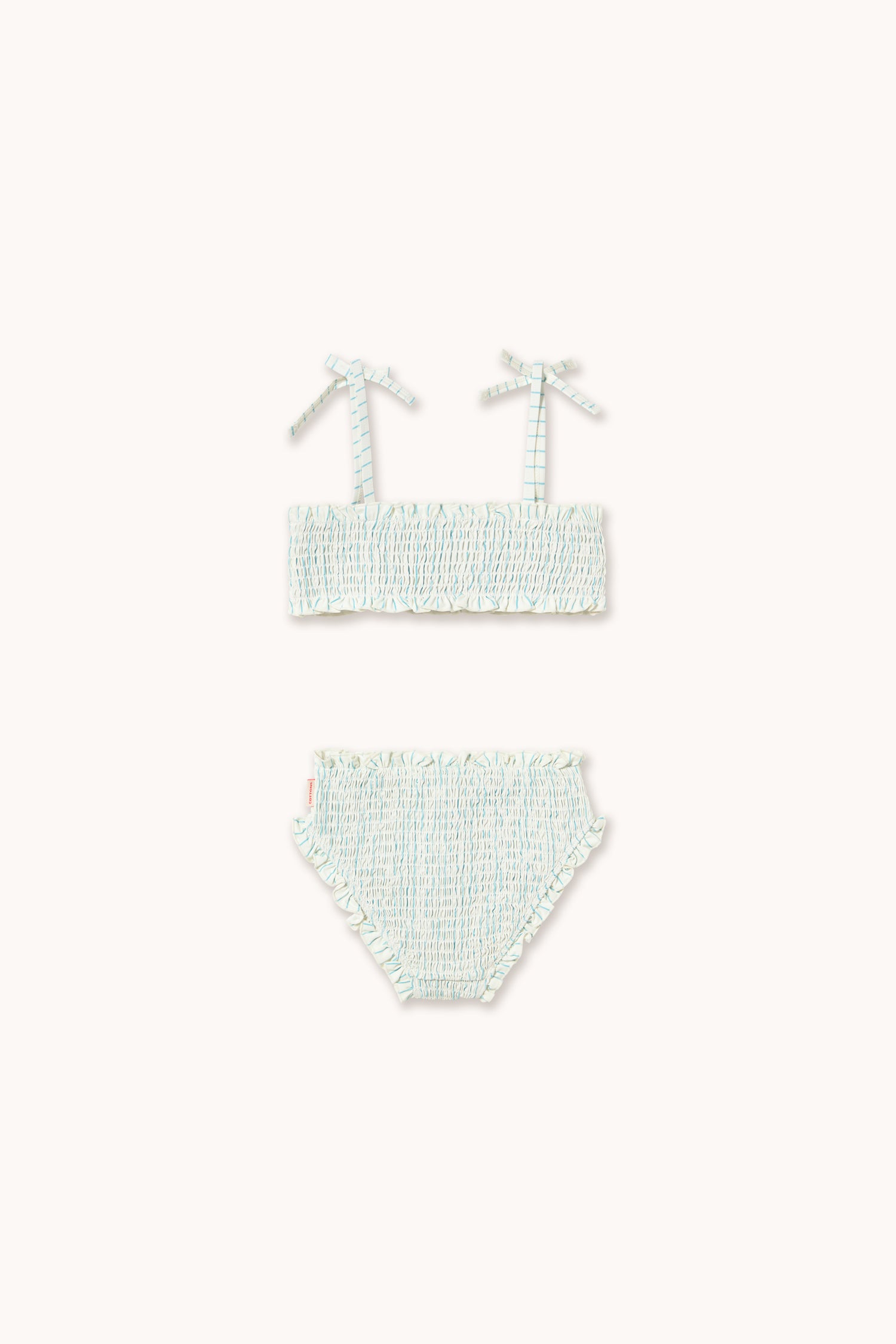 Tiny Cottons Cyan Fine Stripes Smock Swim Set - Light Cyan