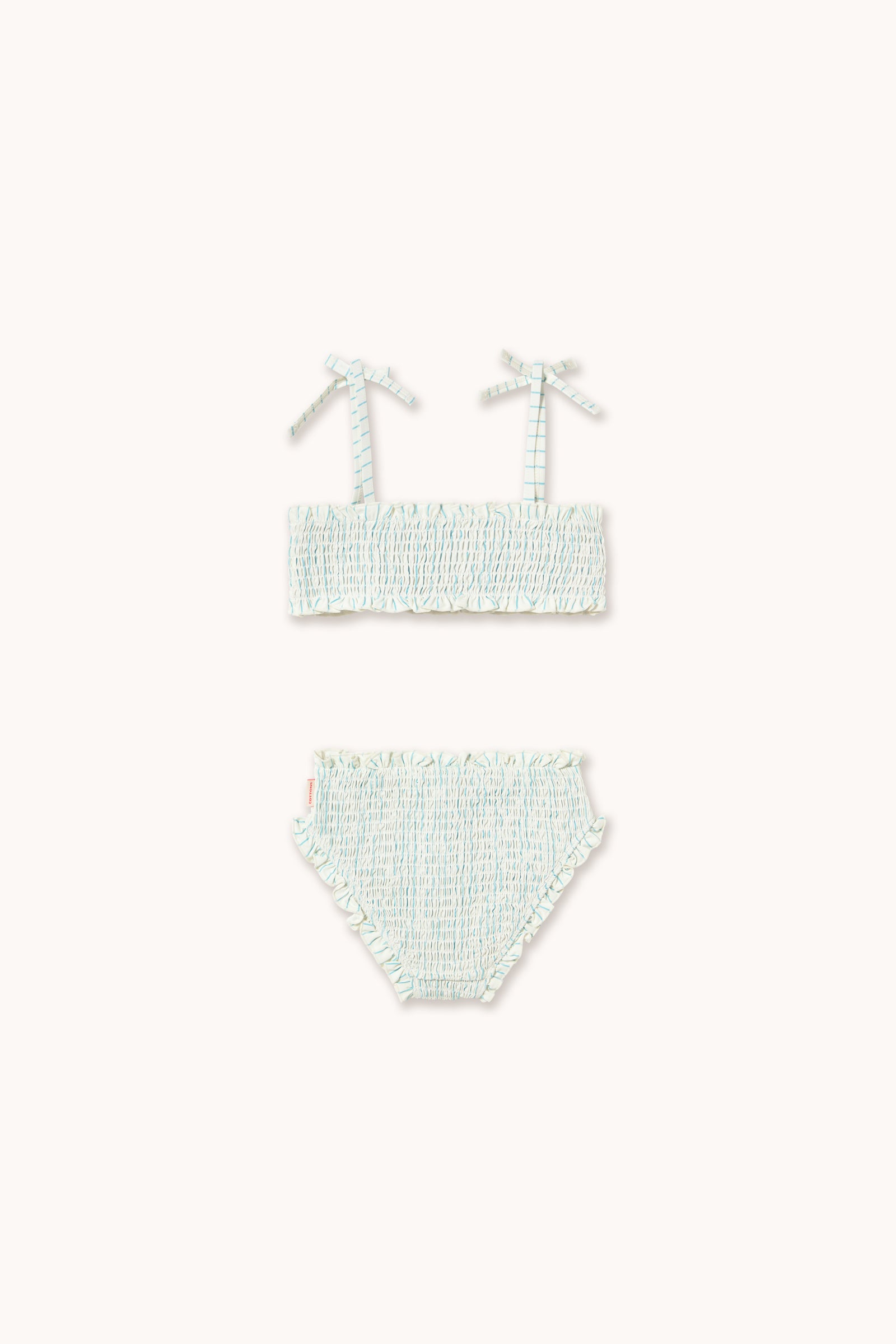 Tiny Cottons Cyan Fine Stripes Smock Swim Set - Light Cyan