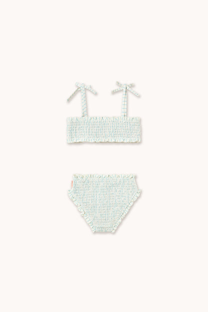 Tiny Cottons Cyan Fine Stripes Smock Swim Set - Light Cyan