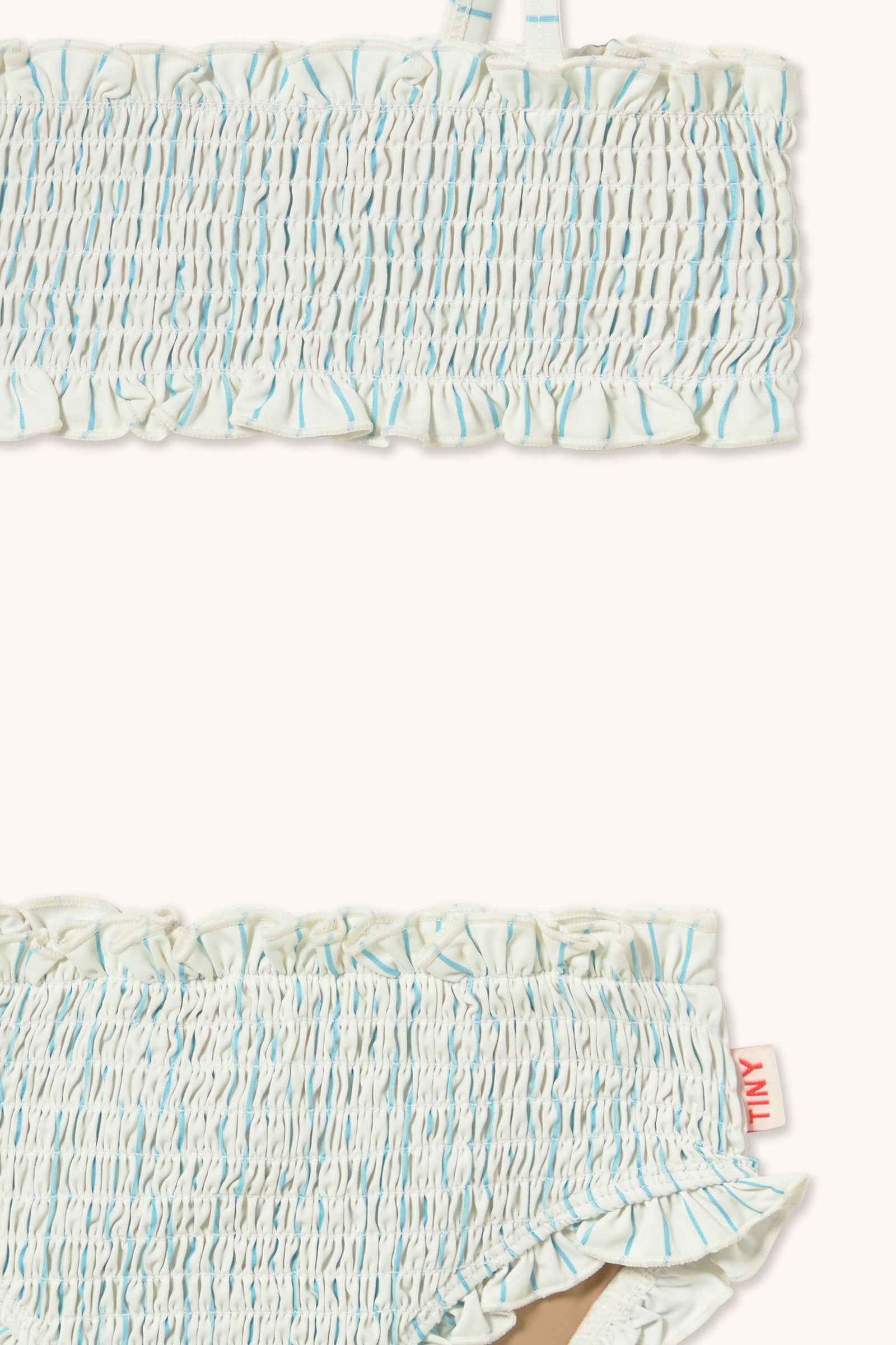 Tiny Cottons Cyan Fine Stripes Smock Swim Set - Light Cyan