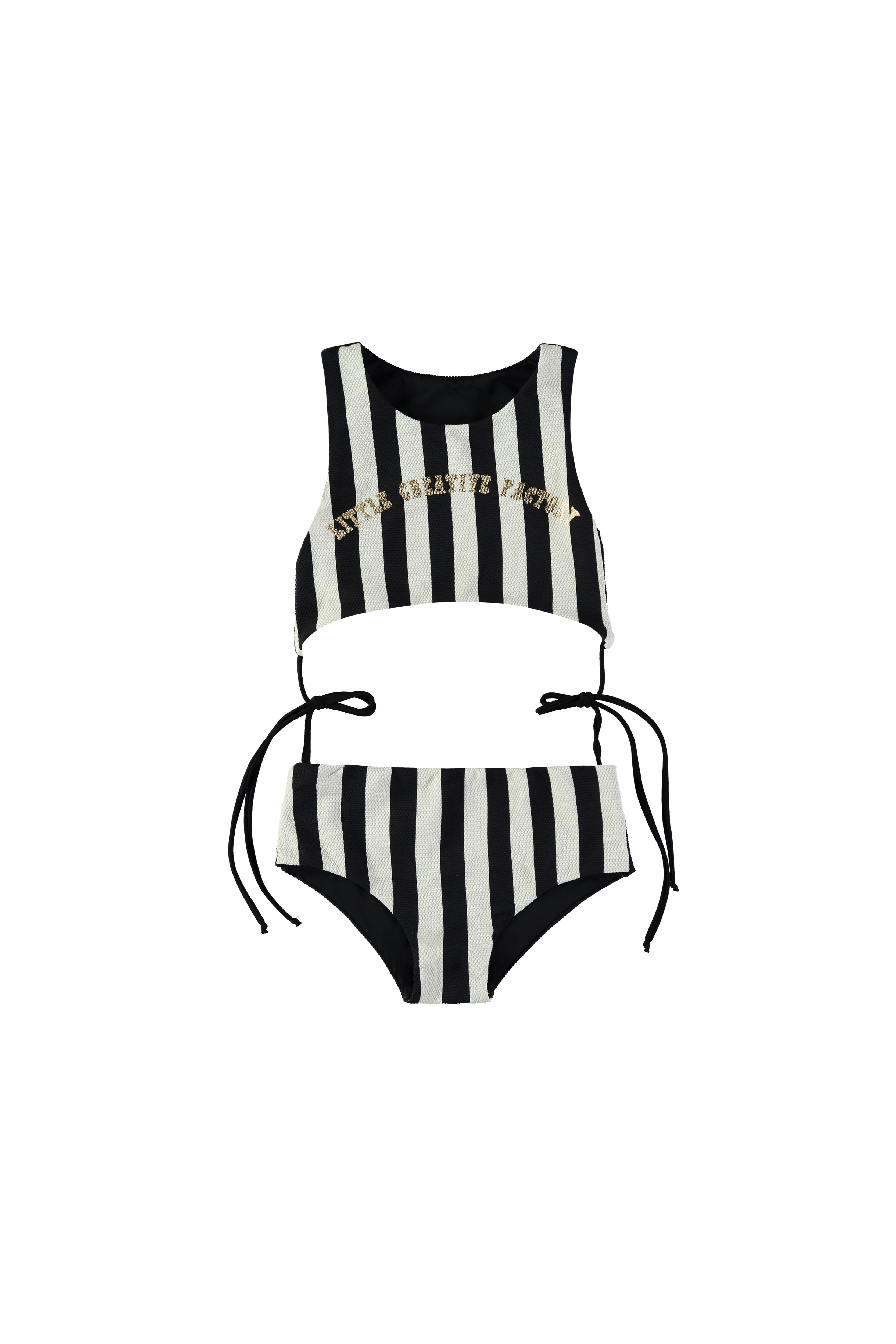 Little Creative Factory Black Stripe Trikini - Black &amp; Cream