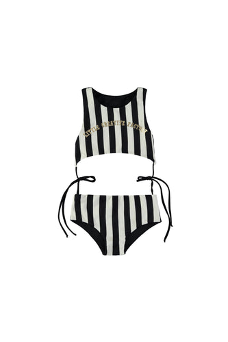 Little Creative Factory Black Stripe Trikini - Black & Cream