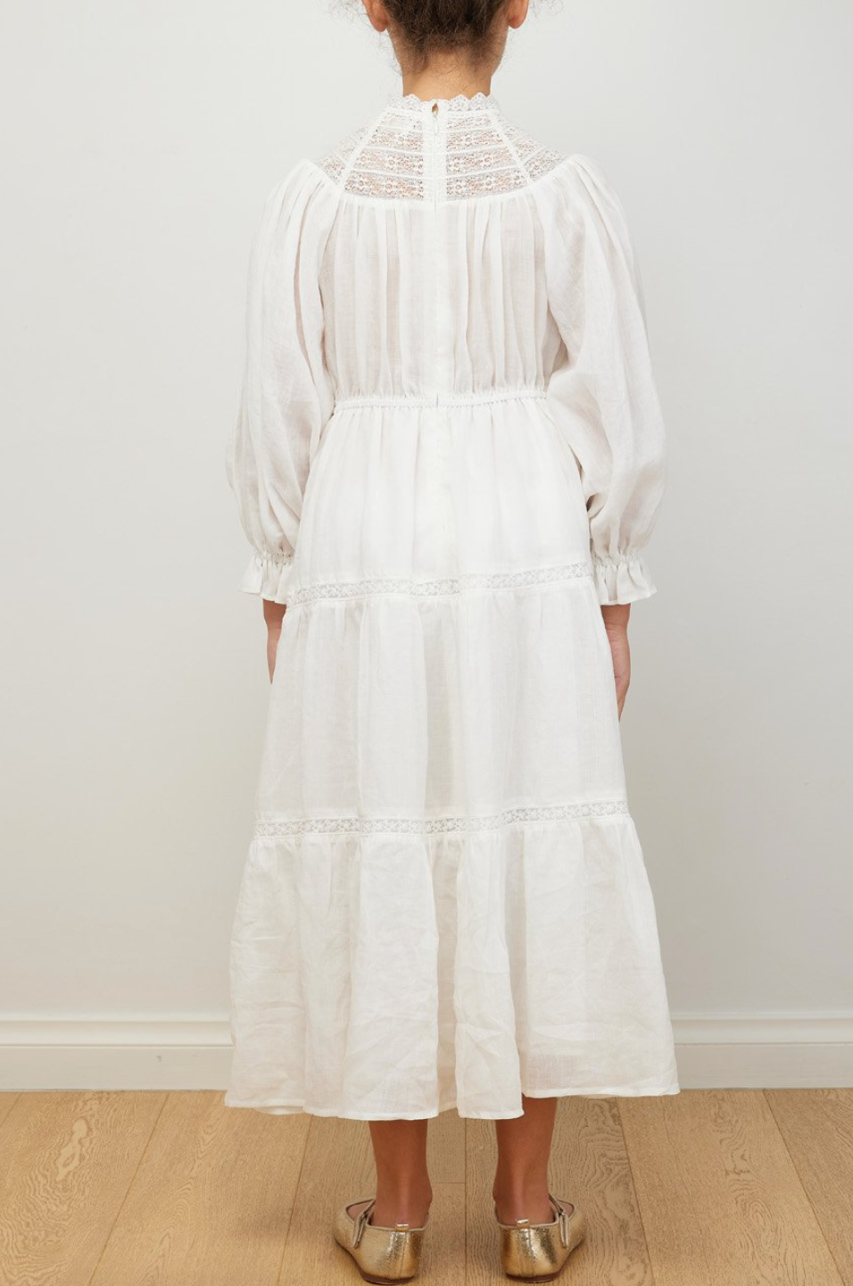 Petite Amalie Long Heirloom Dress - White