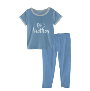 Kickee Pants Short Sleeve Applique Pajama Set - Blue Moon Big Brother