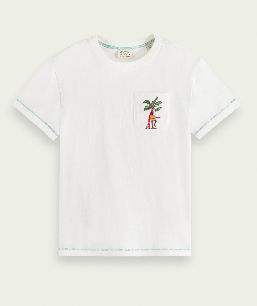 Scotch & Soda Boys Embroidered Detail Tee - Off-White