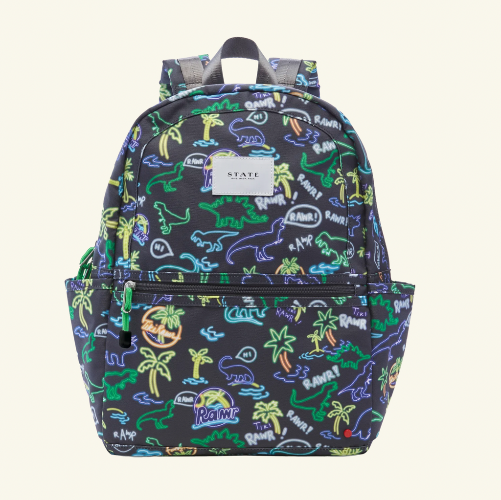State Bags Kane Kids Travel Backpack- Neon Dino