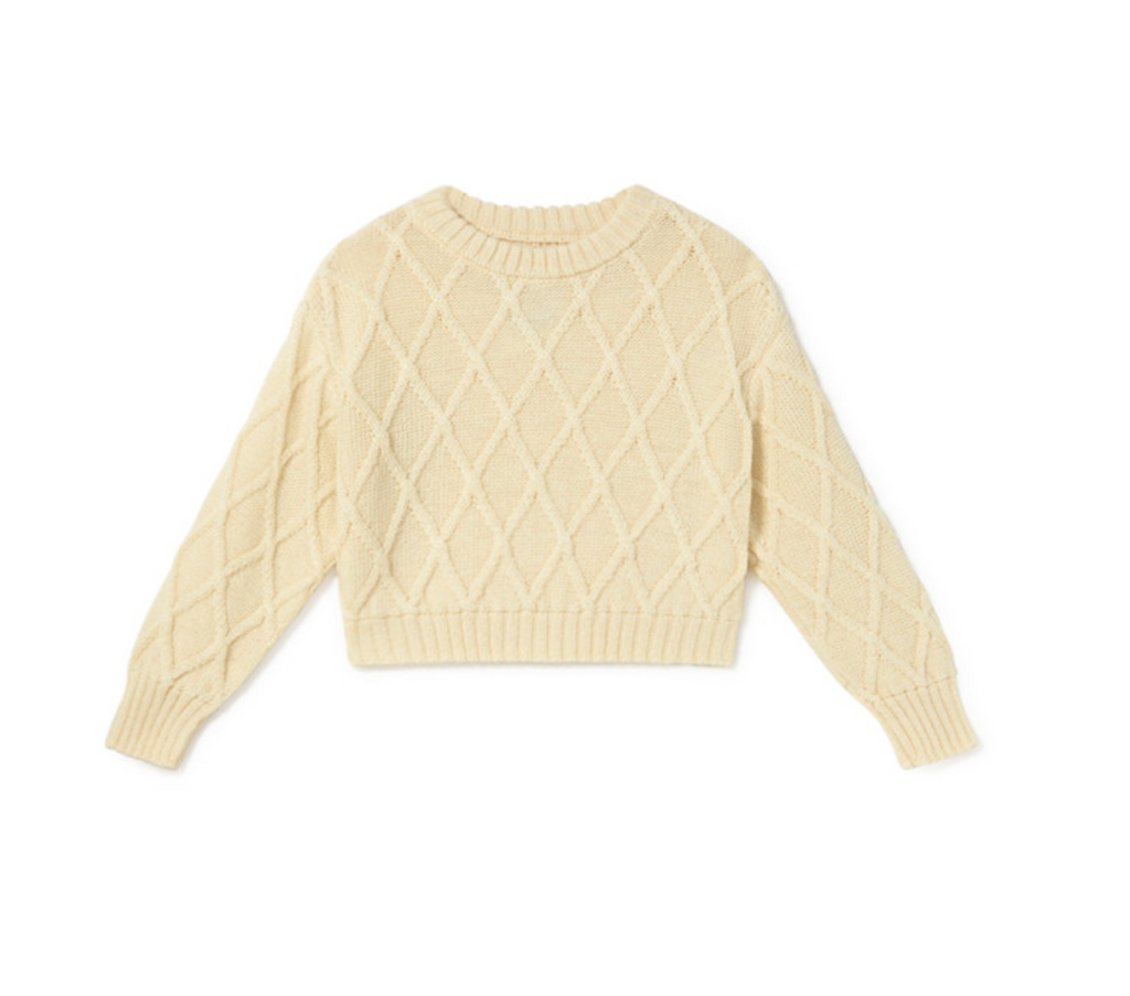 Little Creative Factory Women Aran Tricot Sweater - Cream