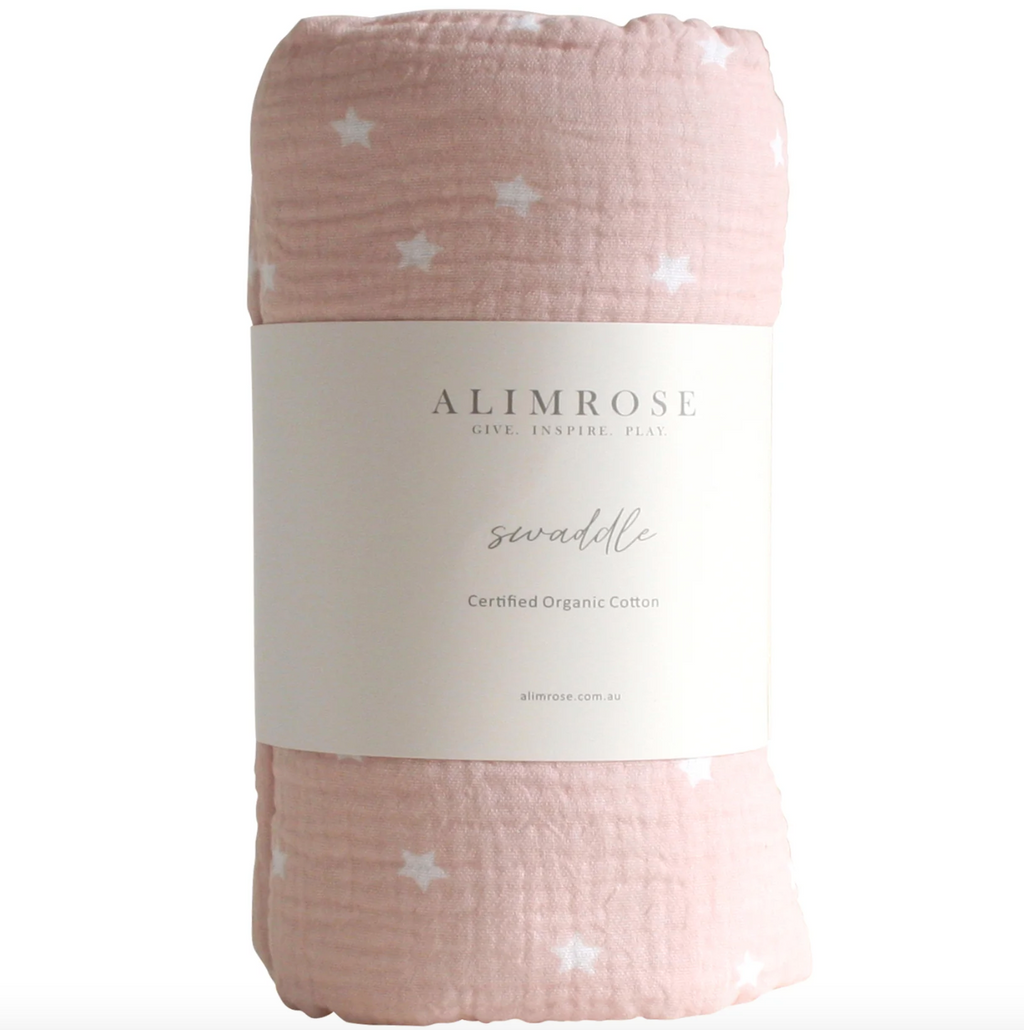 Alimrose Muslin Swaddle Starry Night - Pink