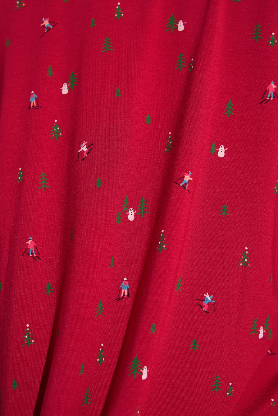Eberjey Gisele Printed Shortie PJ Set - Apres Ski Haute Red/Ivory