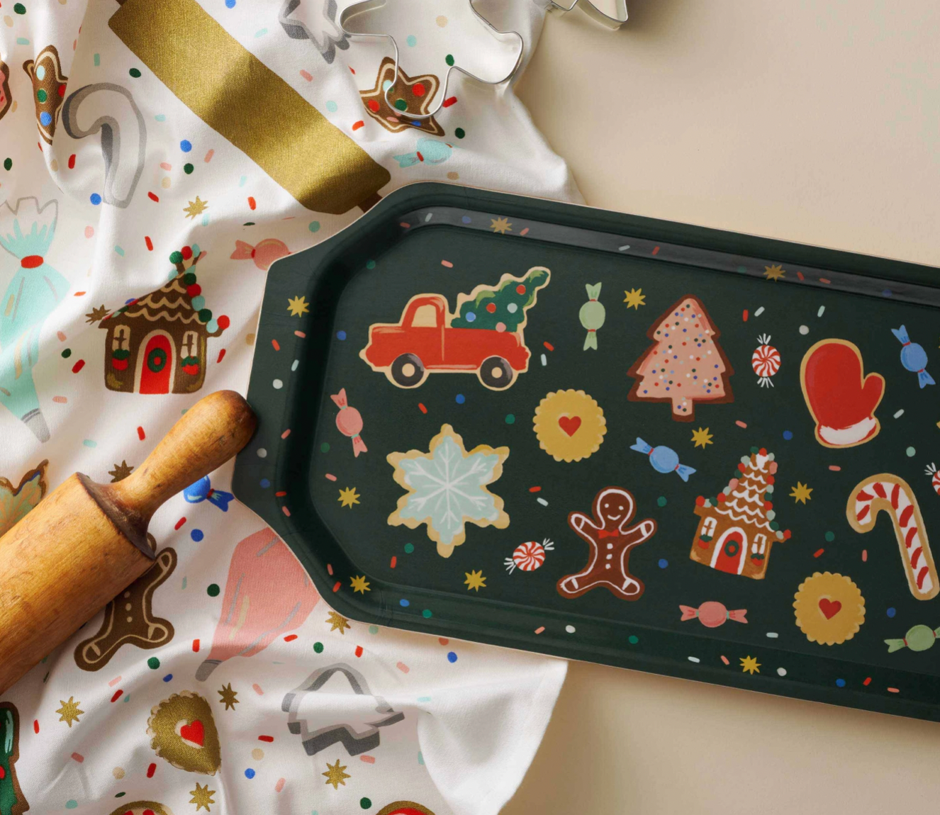 Rifle Paper Co. Christmas Cookies Vintage Serving Tray