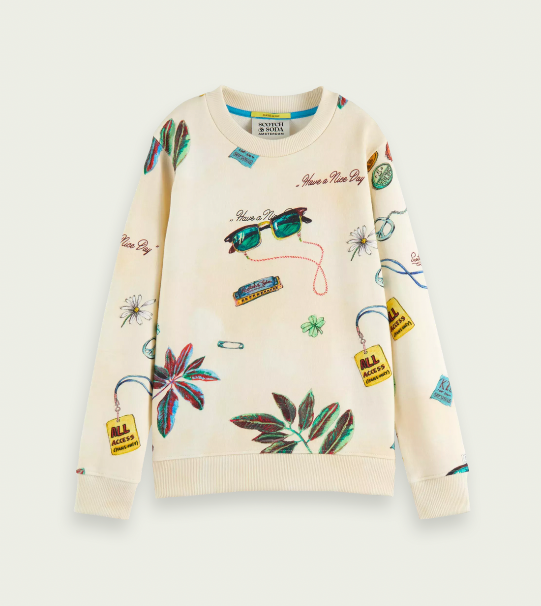 Scotch & Soda Boys Ctn In Conversion All Over Print Sweatshirt - Festival Party