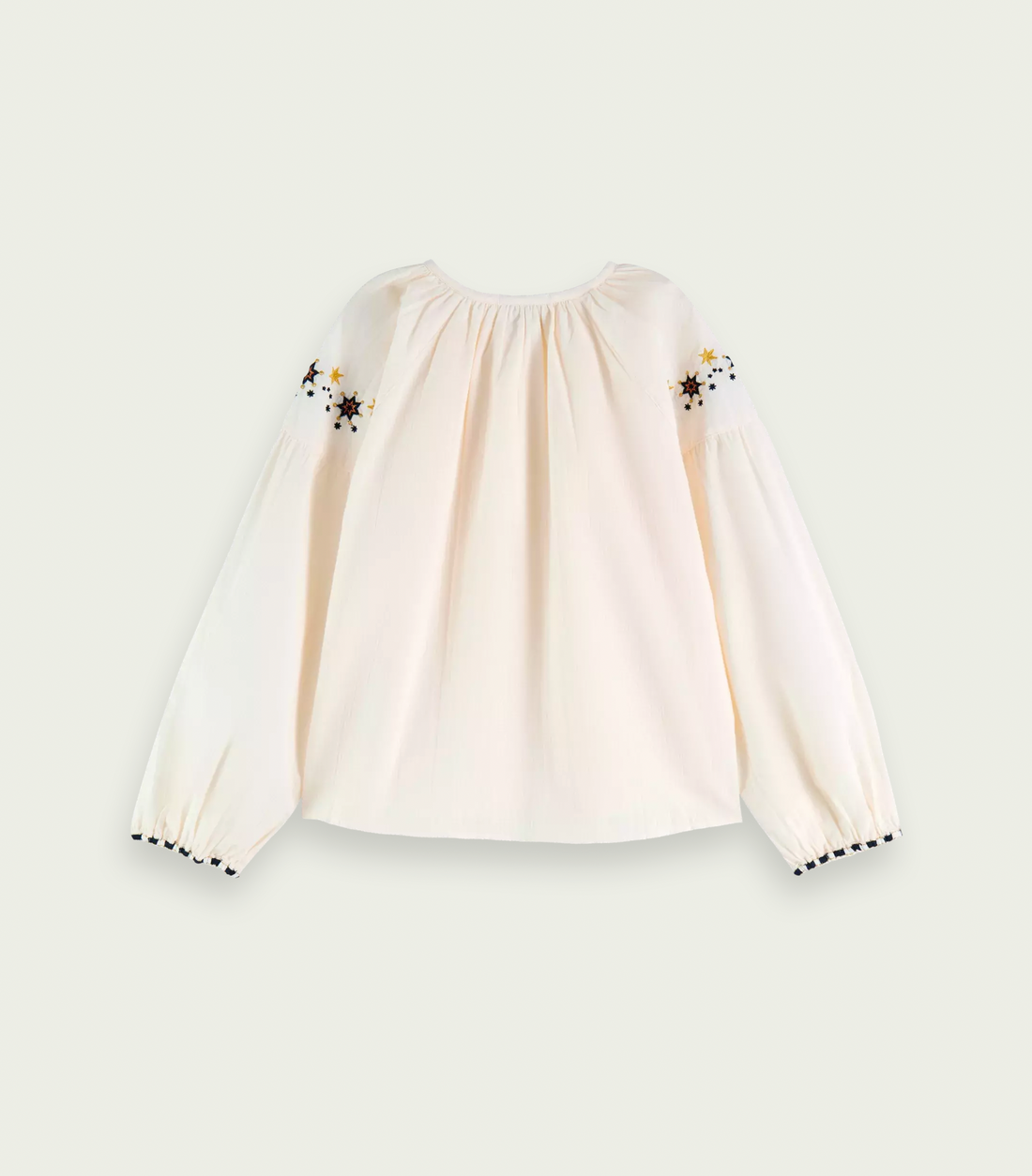 Scotch & Soda Girls Long Sleeved Embroidered Top - Ecru