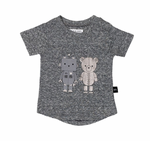 Huxbaby Robo Friends T-shirt - Charcoal Slub