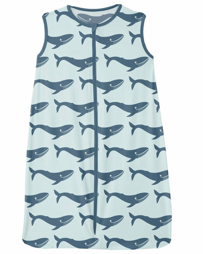 Kickee Pants Print Lightweight Sleeping Bag - Fresh Air Blue Whales