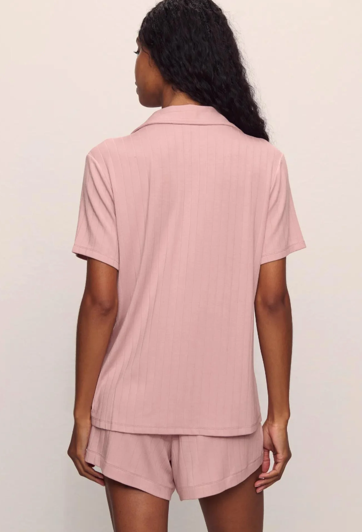 Eberjey Gisele Rib Relaxed Short Pj Set - Pale Mauve