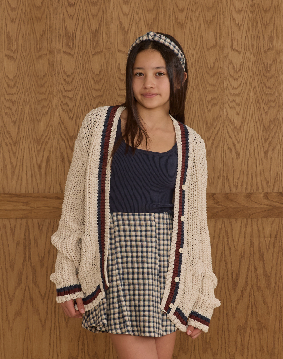 Rylee + Cru Teen Collegiate Cardigan - Natural