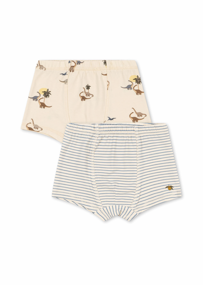 Konges Sløjd Basic 2 Pack Boy Boxers Gots - Kubi/Stripe Blue