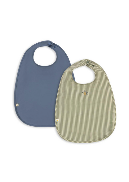 Konges Sløjd 2 Pack Dinner Bib - Tea Stripe/Flint Stone