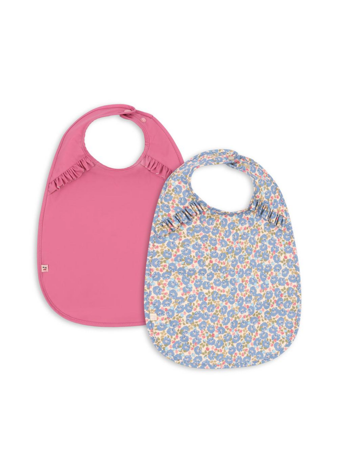 Konges Sløjd 2 Pack Dinner Bib With Frill - Fleur Rosier/Chateau Rose