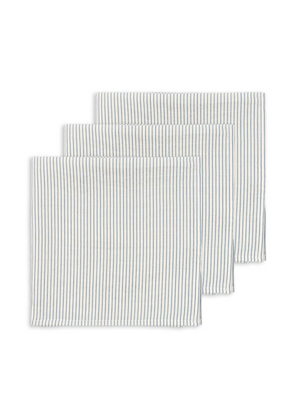 Konges Sløjd 3 Pack Muslin Cloth Gots - Stripe Bluie