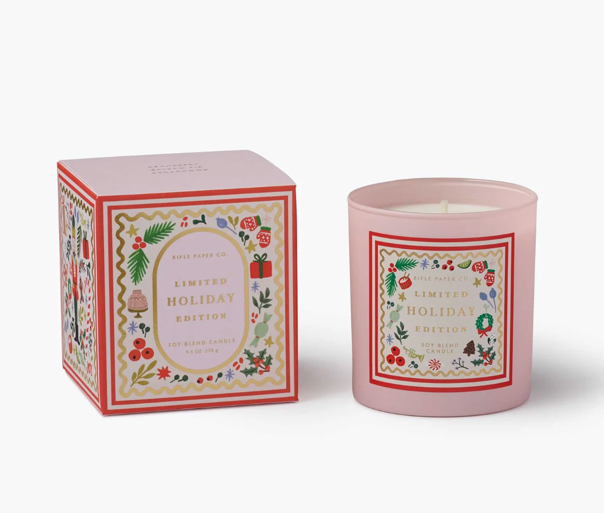Rifle Paper Co.  Holiday 9oz Glass Candle - Holly Jolly Nutcracker