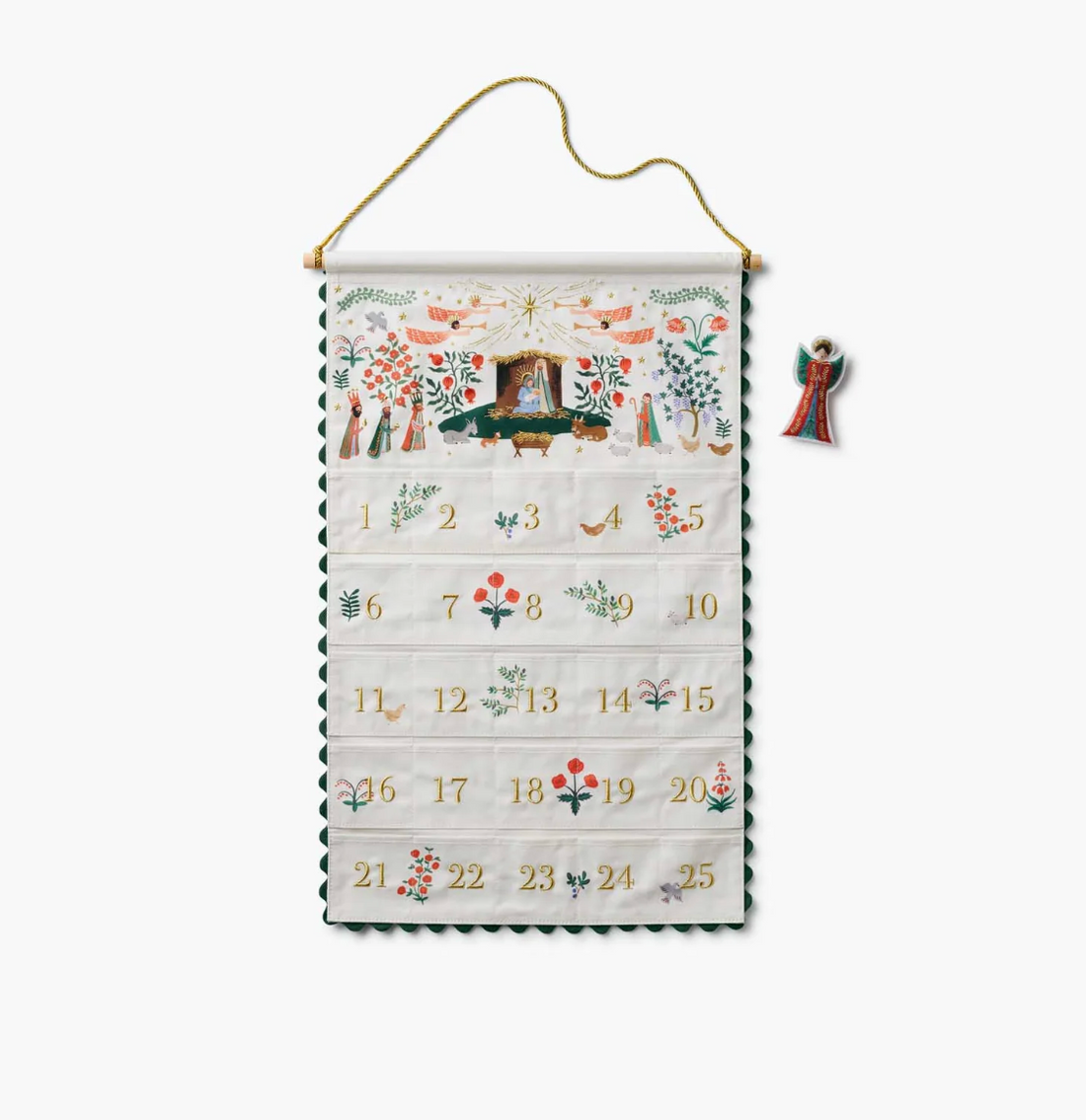 Rifle Paper Co. Nativity Embroidered Hanging Advent Calendar