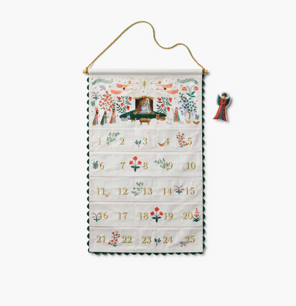Rifle Paper Co. Nativity Embroidered Hanging Advent Calendar