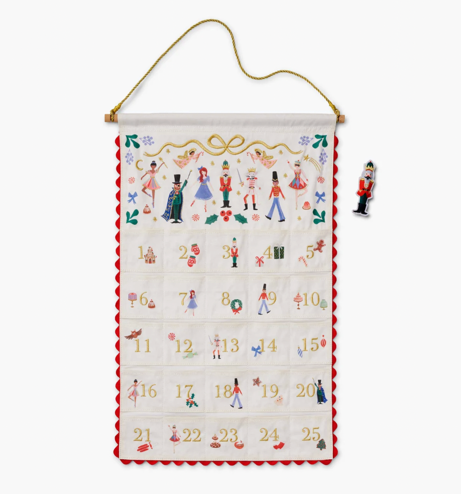 Rifle Paper Co. Nutcracker Embroidered Hanging Advent Calendar