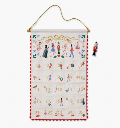 Rifle Paper Co. Nutcracker Embroidered Hanging Advent Calendar
