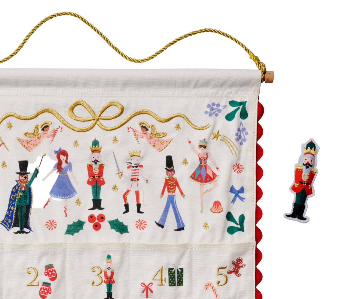 Rifle Paper Co. Nutcracker Embroidered Hanging Advent Calendar