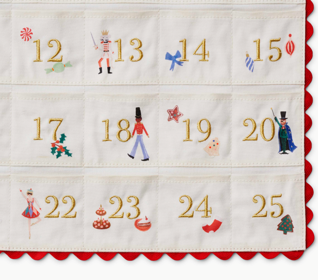 Rifle Paper Co. Nutcracker Embroidered Hanging Advent Calendar