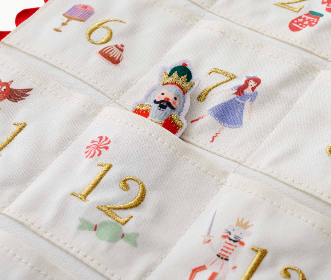 Rifle Paper Co. Nutcracker Embroidered Hanging Advent Calendar