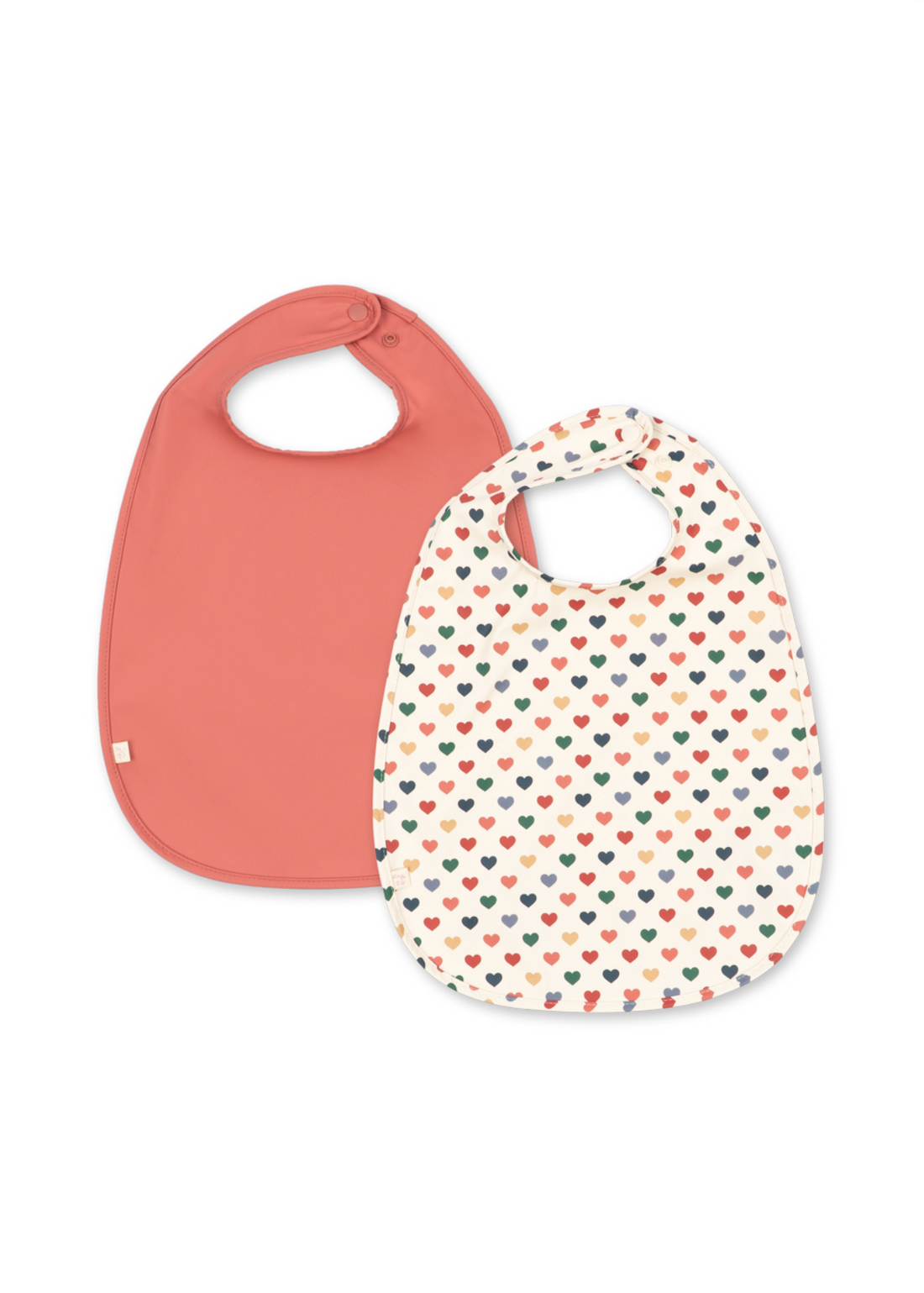 Konges Sløjd 2 Pack Dinner Bib - Coeur Colore/Faded Rose