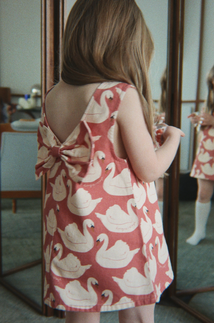 Konges Sløjd Magot Bow Dress Gots - Swan Rose