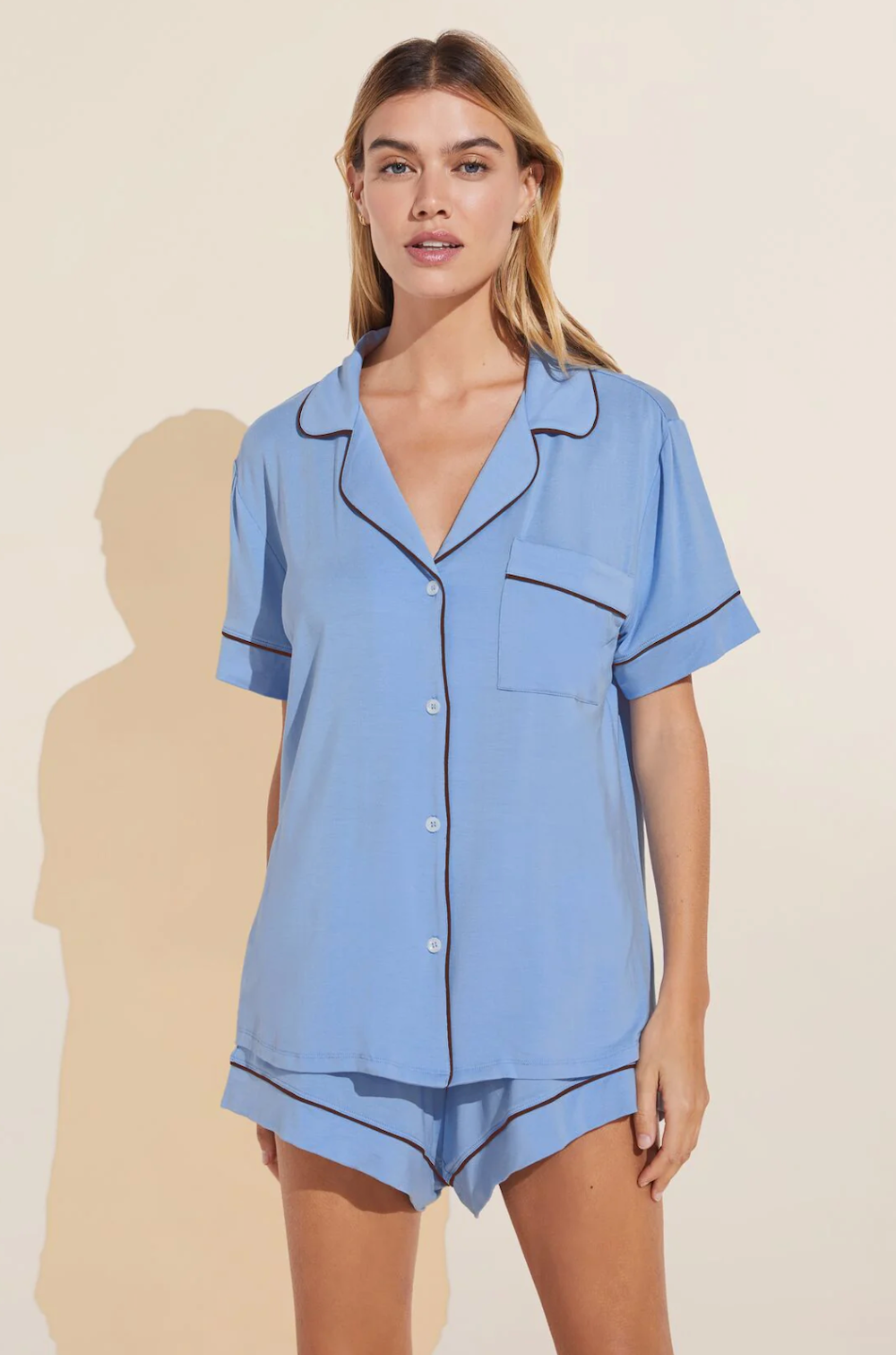 Eberjey Gisele Relaxed Short PJ Set - Vista Blue/Java