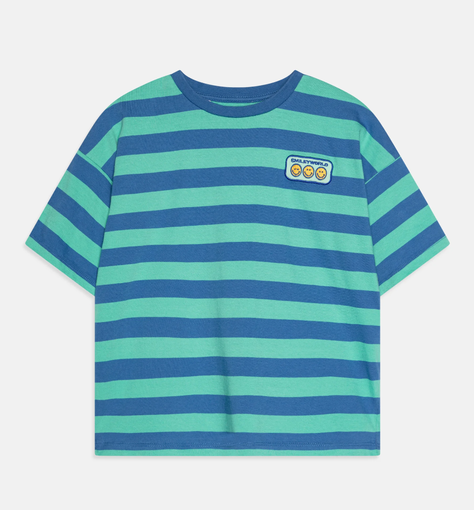 The New Society Smiley T-shirt Stripes - Cobalto