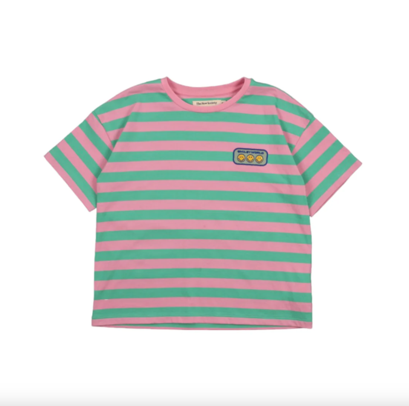 The New Society Smiley T-shirt Stripes - Hibiscus
